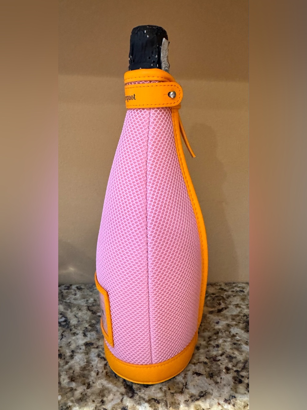 Veuve Clicquo: Pink Rose & Yellow Champagne Bottle Cover Ice Jacket with Handle - Picture 3 of 7